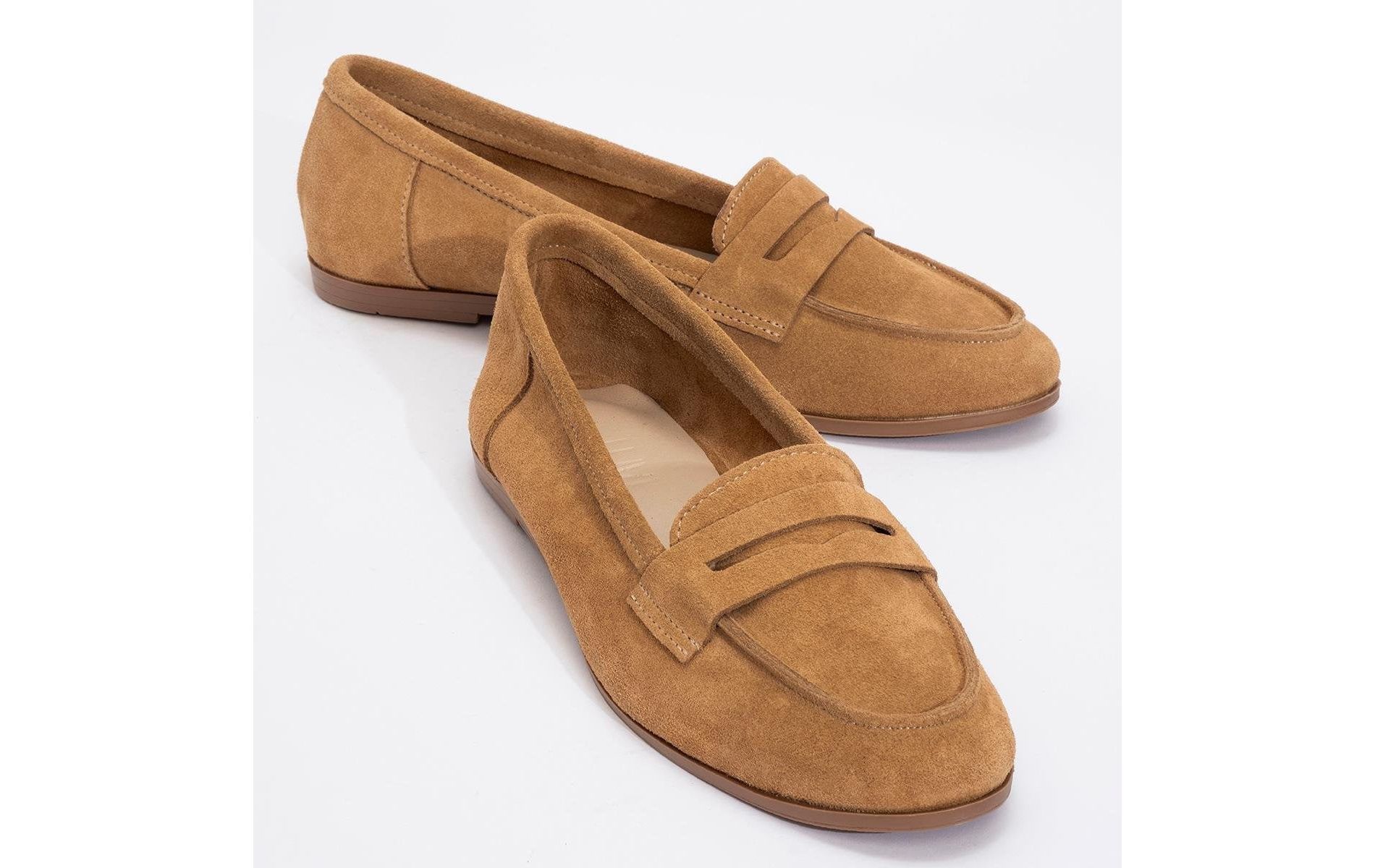 Dorothy - Cognac Brown Suede Leather Loafers | Forever & Always Shoes