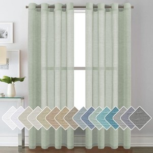 Natural Linen Blended Semi-Sheer Curtains Privacy Assured with Nickel Grommet for Living Room - 1 of 4