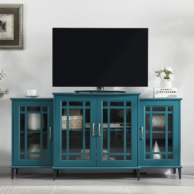 VYNXARIA 62" TV Stand, Buffet Sideboard Cabinet, Teal Blue