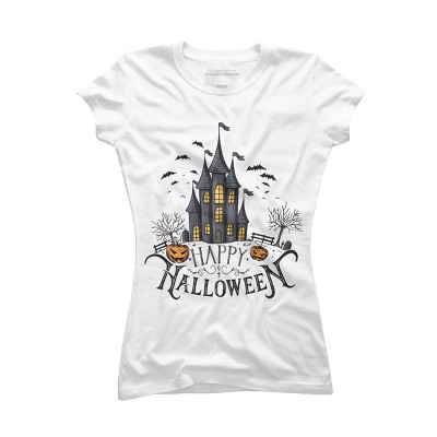 Junior's Design By Humans Happy Halloween By darkstroke T-Shirt