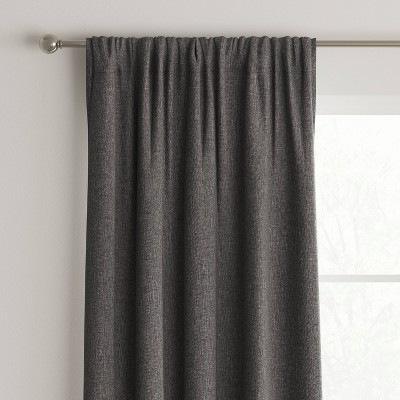 42"x63" Room Darkening Heathered Window Curtain Panel Dark Gray - Room Essentials™: Noise Reduction, UV Protection