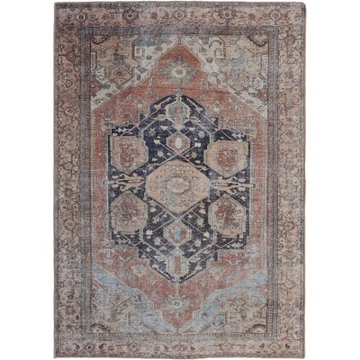 Percy Transitional Medallion Orange/Brown/Taupe Area Rug