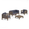 Christopher Knight Home Rachel Outdoor 5 Piece Acacia Wood Conversation Set with Coffee Table and Cushions - 2 of 4