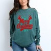Simply Sage Market Women's Merry Christmas Antlers Long Sleeve Garment Dyed Tee - 2 of 4