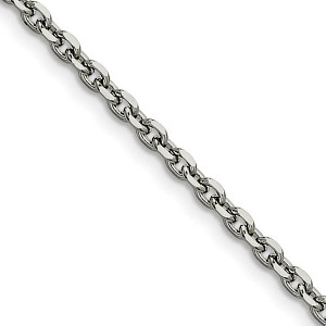 Black Bow Jewelry 3.4mm Stainless Steel Polished Cable Chain Necklace - 1 of 4