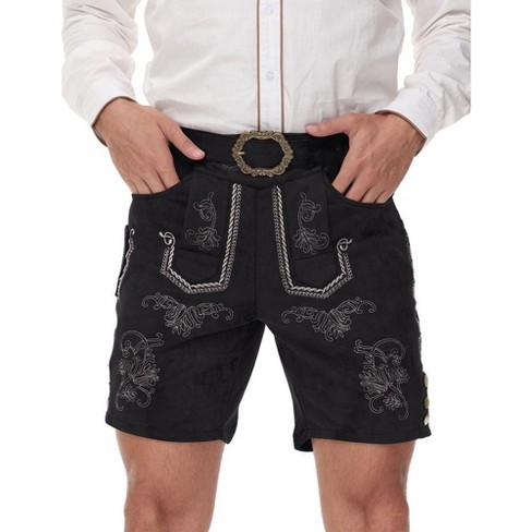 MISSKY Men's Faux Suede Embroidered Shorts with Belt - image 1 of 4