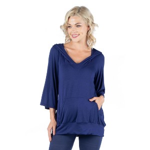 24seven Comfort Apparel Womens Oversized Maternity Fashion Hoodie Top - 1 of 4