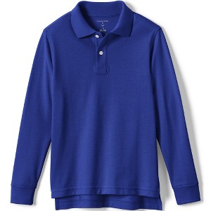 Lands' End School Uniform Kids Long Sleeve Mesh Polo Shirt - 1 of 2