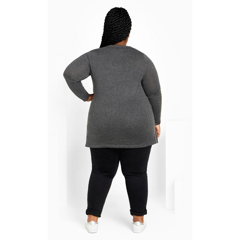 Women's Plus Size Emma Tunic Sweater - charcoal | AVENUE, 3 of 7
