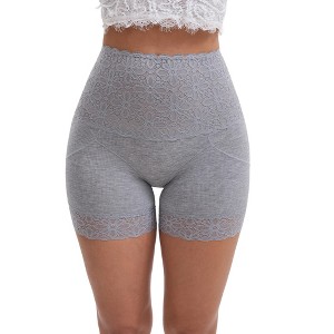 INSPIRE CHIC Women's Wide Lace Trim High-Waisted Tummy Control Butt-Lifting Breathable Shaping Panties - 1 of 4