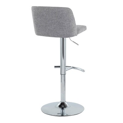 Gray Adjustable Swivel Bar Stools with Metal Frame