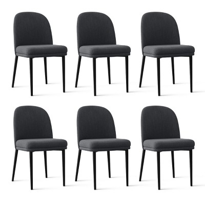 Upholstered Dining Chairs with Linen Blend Fabric and Metal Legs, Modern Armless Side Chairs for Dining Room-Maison Boucle