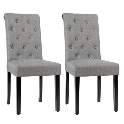 Costway Set of 2 Parsons Upholstered Fabric Chair with Wooden Legs Pink/Beige/Grey/White&Black