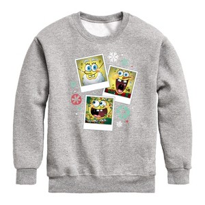 Boys' - SpongeBob SquarePants - Christmas Photo Collage Graphic Long Sleeve Fleece Sweatshirt - 1 of 4