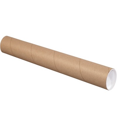 The Packaging Wholesalers Mailing Tubes with Caps 3" x 12" Kraft 24/Case P3012K