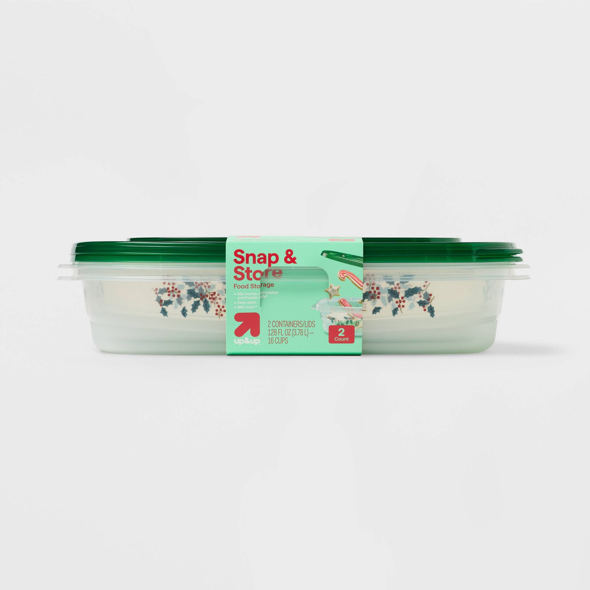 Holiday Large Rectangle Food Storage Container - 128oz/2ct - up&up™