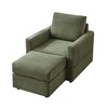 Corduroy Chaise Lounge Sofa Couch Chair Upholstered Accent Chair with Ottoman, Yellow/Gray/Black/Beige/Green-ModernLuxe - 4 of 4