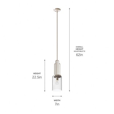 Kimrose Polished Nickel Mini Pendant with Clear Fluted Glass