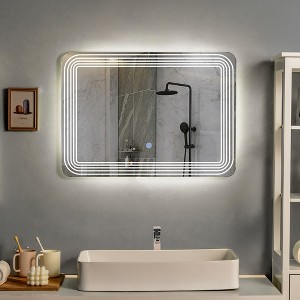 Costway Rectangle Bathroom LED Mirror Wall Mounted 3-Color Dimmable Touch Switch Makeup - 1 of 4