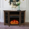Parrot Uncle 45 in. Dark Walnut Corner TV Stand Fits TVs up to 55 in. with 18 in. Electric Fireplace - 3 of 4