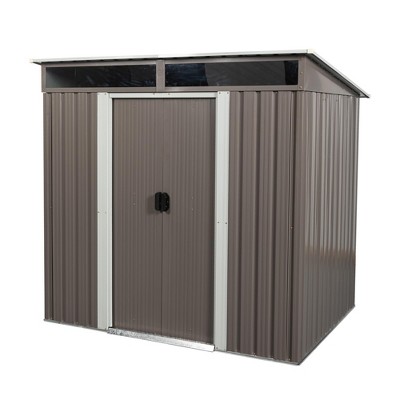 6x5 FT Outdoor Metal Storage Shed with Lockable Sliding Doors, Galvanized Steel Garden Shed for Backyard, Patio & Garage – Weatherproof & Ventilated
