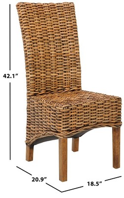 High Back Brown Mango Wood and Cane Side Chair