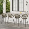 Set of 4 Outdoor Patio Barstools,Faux Wicker Bar Stools with Iron Frame,Modern Woven Bar Chairs for Garden or Balcony-Cuddlewood - 2 of 4