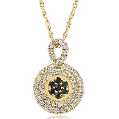 Pompeii3 1/4Ct Sapphire & Natural Diamond Pendant Necklace in White or Yellow Gold 1/2"