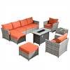 Tenaya 10pc Wicker Outdoor Patio Furniture Set Conversation Sofa with a Metal Fire Pit and Cushions - 2 of 4