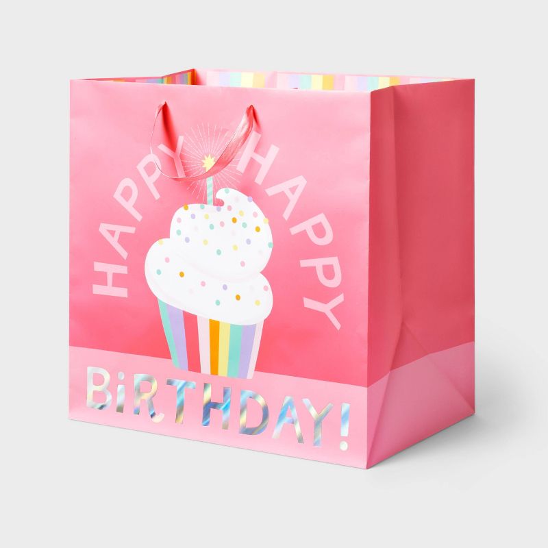Large Happy Birthday Cupcake Square Gift Bag - Spritz&#8482;, 1 of 4