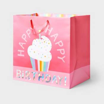 Large Happy Birthday Cupcake Square Gift Bag - Spritz™