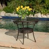 Vynxaria Patio Coffee Tables - 34" Round Glass Top Outdoor Dining Table with Storage Basket - 3 of 4