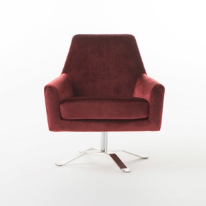 Ailis New Velvet Swivel Club Chair - Garnet - Christopher Knight Home, Red