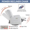 CAVINAS Power Recliner Chair with Swivel & Rocker, Heavy Duty Motion Mechanism, Lumbar & Neck Support Pillow, USB/Type-C Charging Ports - 4 of 4
