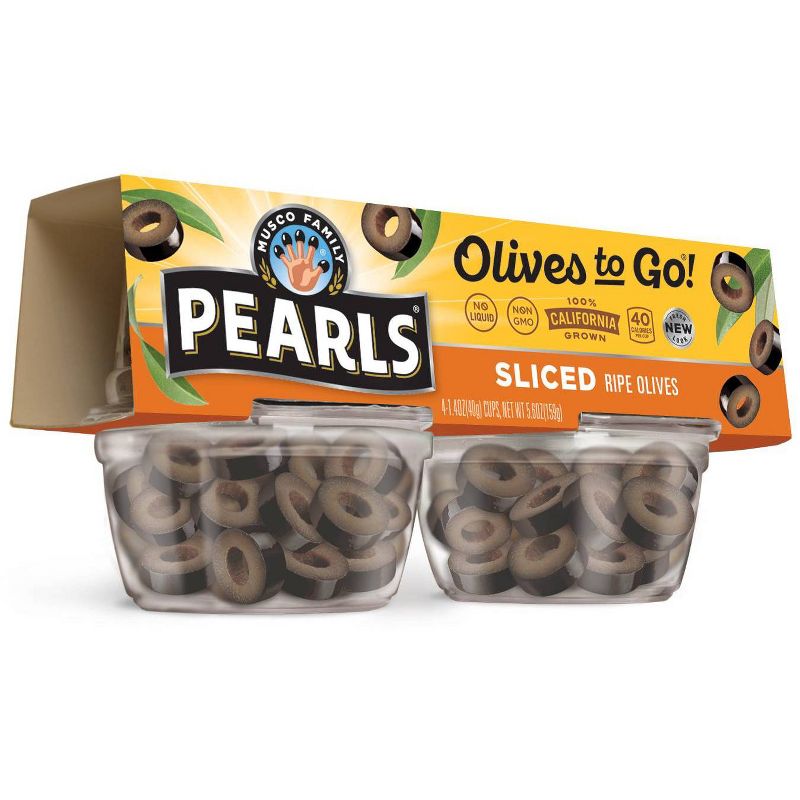 Pearls Olives-to-Go Sliced Ripe Black Olives - 5.6oz/4ct, 1 of 5