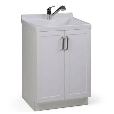 Lindor Transitional Laundry Cabinet with Pull-Out Faucet and ABS Sink White - WyndenHall