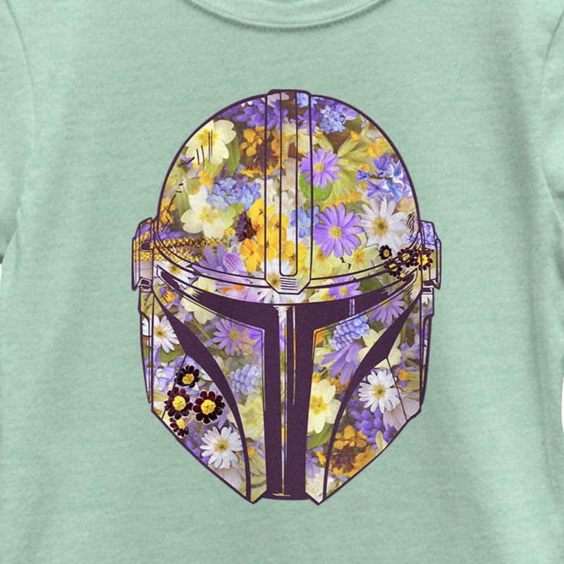 Girl's Star Wars: The Mandalorian Mando Floral Fill T-Shirt, 2 of 5