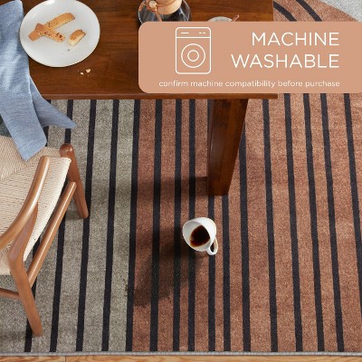 Avani Retro Arch Blue and Beige Tufted Washable Rug