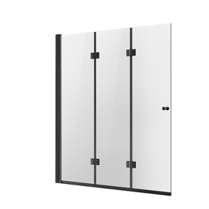 VEVOR Bathtub Shower Door,51 in. W x 56 in. H, Frameless Foldable Hinged Shower Door,Tri-Fold ,with 1/4 in Door, 180°Rotating and Folding Design,Black - 1 of 4