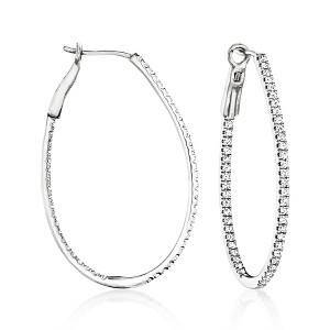 Ross-Simons 1.00 ct. t.w. Diamond Inside-Outside Oval Hoop Earrings in Sterling Silver - 1 of 3