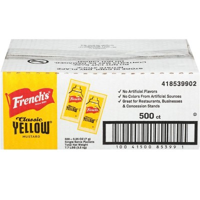 French’s Mustard Single Serve Packets, 5.5g (500 Packets)
