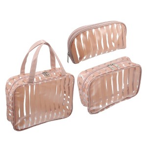 Unique Bargains Large Capacity PVC Clear Zipper Makeup Bag Organizers 3 Pcs - 1 of 4