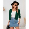 Clearlove Women's 3/4 Sleeve Open Front Cropped Cardigan Sweater Lightweight Knit Short Shrugs - 2 of 4
