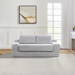 VASIP 70''Corduroy Cloud Double Sofa,2-in-1 Convertible Sofa Bed & Boneless Design,for Living Room, Apartment & Small Spaces,Gray - 1 of 4