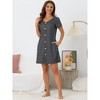 cheibear Women's Button V-neck Short Sleeve Soft Pajama with Pockets - 3 of 4