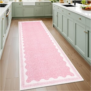 Scalloped Washable Rug w/ Non-Slip Back - Modern Low-Pile Carpet for Living Room, Bedroom - 1 of 4