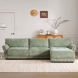 110 Inch L-Shaped Sectional Sofa Set with Ottoman, Modular Sofa with USB and Type-C Ports, Upholstered Sofa with Wood Frame-Coolbibila - 1 of 4