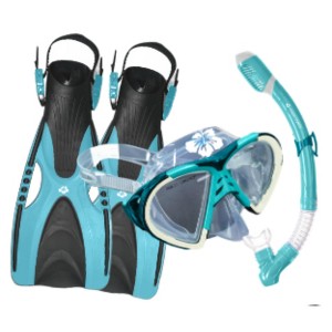 Hawaii Divers Leilani Snorkel Set – Turquoise (Adult L/XL) - 1 of 1