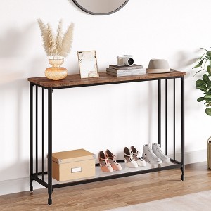 Console Table, Entryway Table with Glass Shelf and Metal Frame, Narrow Sofa Table Narrow Long Behind Couch Table - 1 of 4
