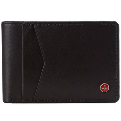 Alpine Swiss Mens Nolan Bifold Commuter Wallet Cowhide One size, Black